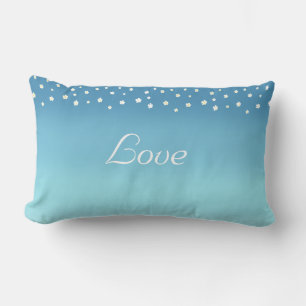 Cojín Lumbar Amor y flores en gradiente azul océano