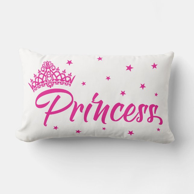 Cojín Lumbar Amortiguador rosado de la princesa con la tiara (Anverso)