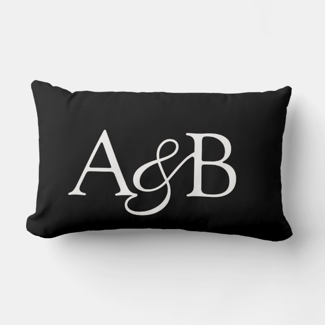 Cojín Lumbar Ampersand Monogram Black and White Couple (Anverso)