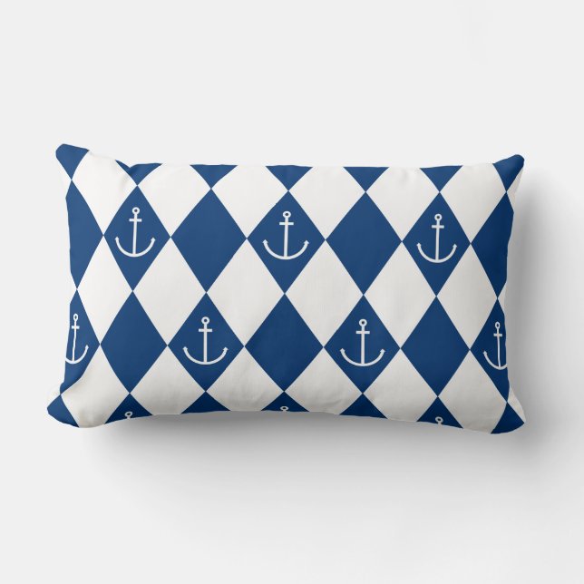 Cojín Lumbar Anchor Argyle ~ Beach House (Anverso)