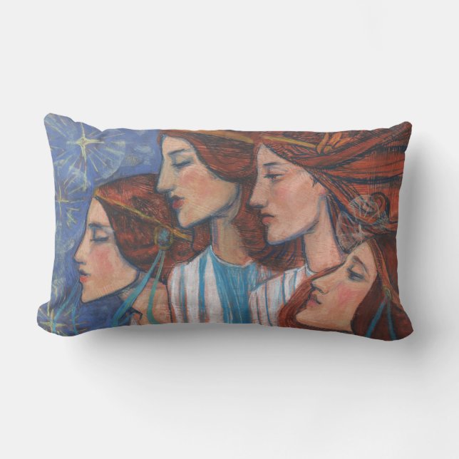 Cojín Lumbar Angels Art Nouveau Ginger Auburn Red Hair Women (Anverso)