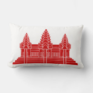 Cojín Lumbar Angkor Wat Camboyan / Bandera Jemer