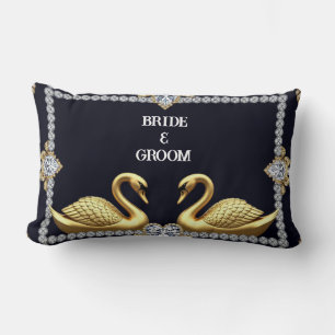 Cojín Lumbar Anillo de Boda de Cisne Romántico Símbolo para Par
