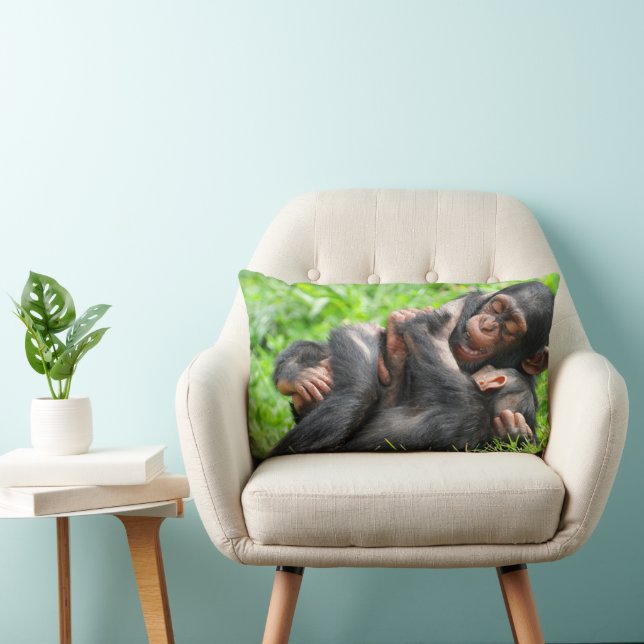Cojín Lumbar Animales de bebé más afectados | Dos jóvenes chimp (Silla)