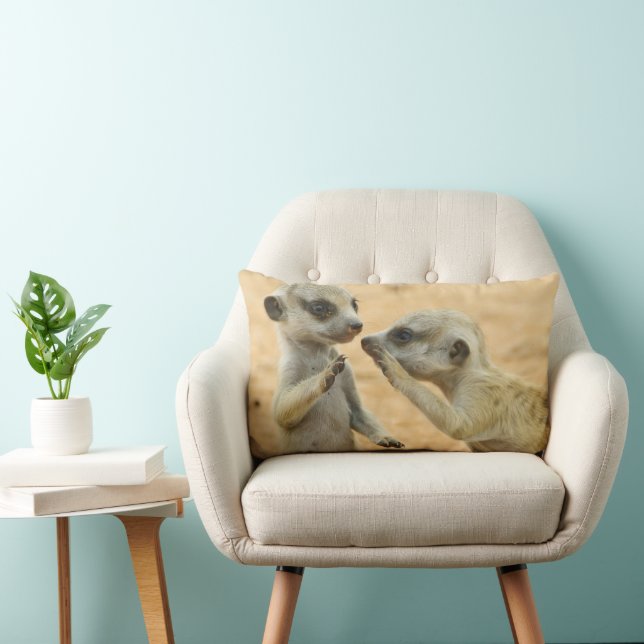 Cojín Lumbar Animales de bebé más afectados | Dos Merkats Jóven (Silla)