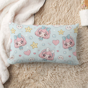 Cojín Lumbar  Anime Kawaii with Hearts and Stars
