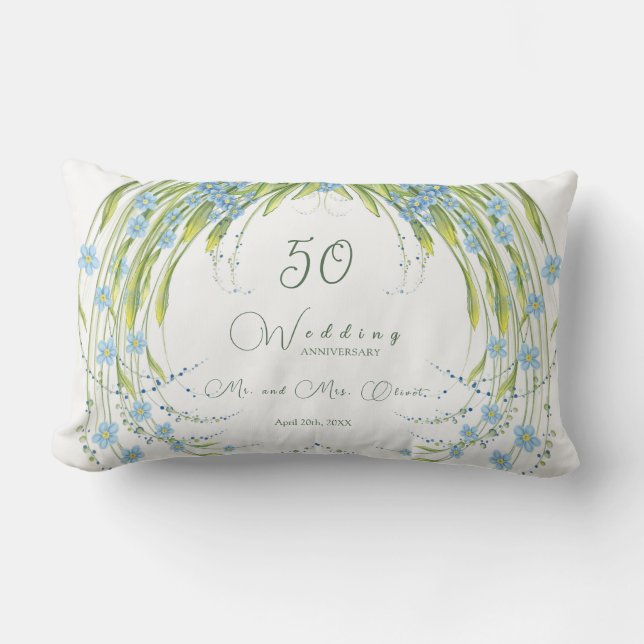 Cojín Lumbar Aniversario de Boda Olvidame-Nunca 50 Años (Anverso)