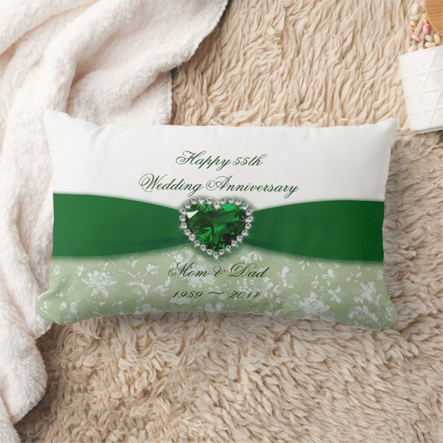 Cojín Lumbar Aniversario del 55° Boda de Damask (Manta)