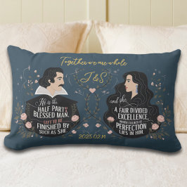 Cojín Lumbar Aniversario Elegante Monograma Cita de Cuento de H