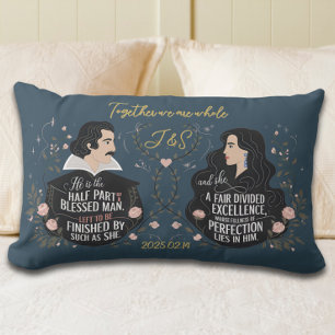 Cojín Lumbar Aniversario Elegante Monograma Cita de Cuento de H