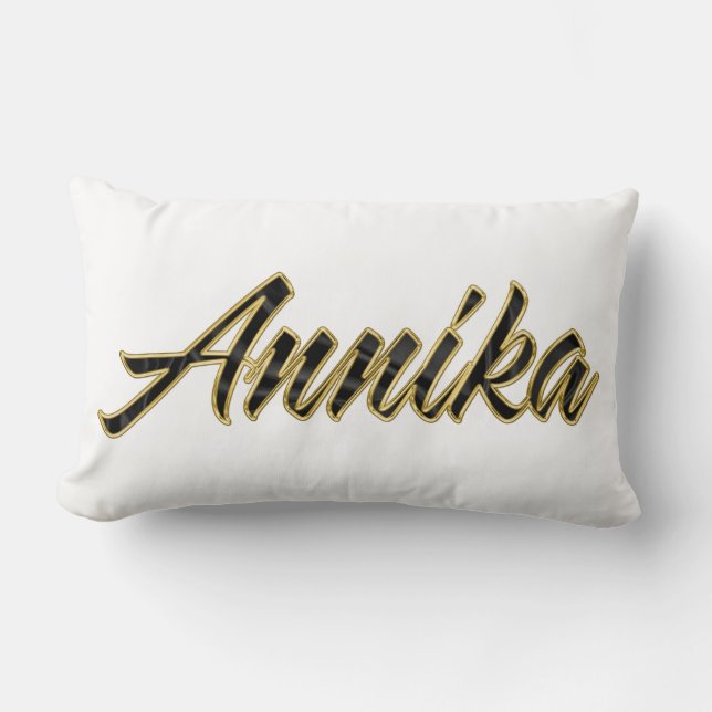 Cojín Lumbar Annika black gold Lettering Kissen Deko (Anverso)