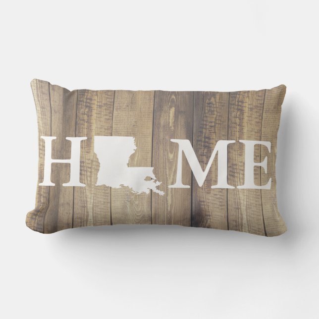 Cojín Lumbar Apellido de madera rústico de Luisiana del estado (Anverso)