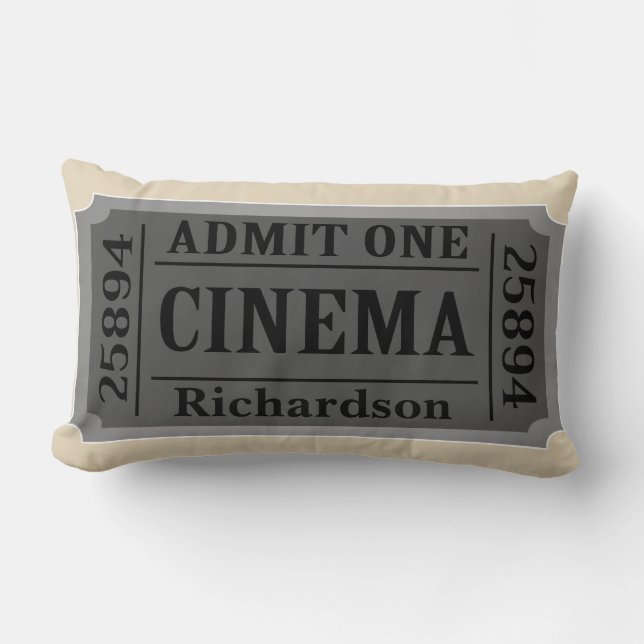 Cojín Lumbar Apellido del boleto de la película del cine del (Anverso)