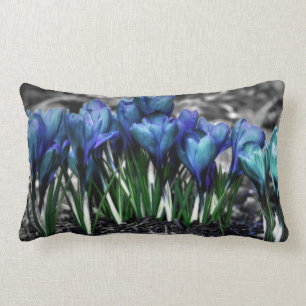 Cojín Lumbar Aqua Blue Crocus Blooms