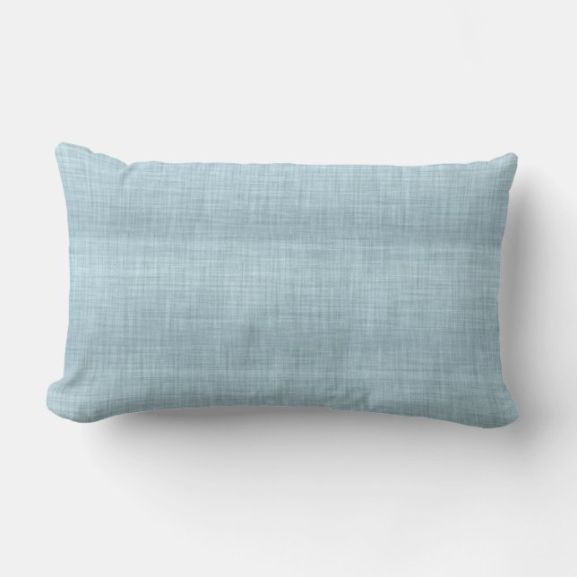 Cojín Lumbar Aqua Blue Linen Textura Lumbar Pillow (Anverso)
