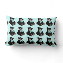 Aqua y Brown Teddy Bears Accent Pillow