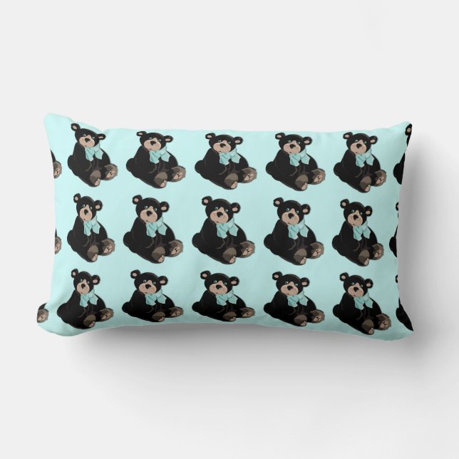 Cojín Lumbar Aqua y Brown Teddy Bears Accent Pillow (Anverso)