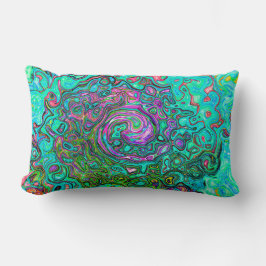Cojín Lumbar Aquamarine Groovy Abstract Retro Láquido Swirl