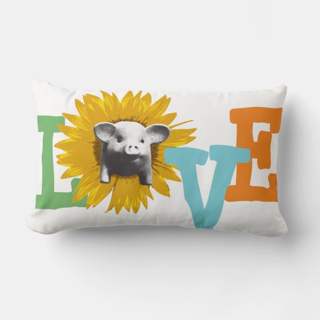 Cojín Lumbar Aquí está mi AMOR por Sunflower Piggy 2Way (Anverso)