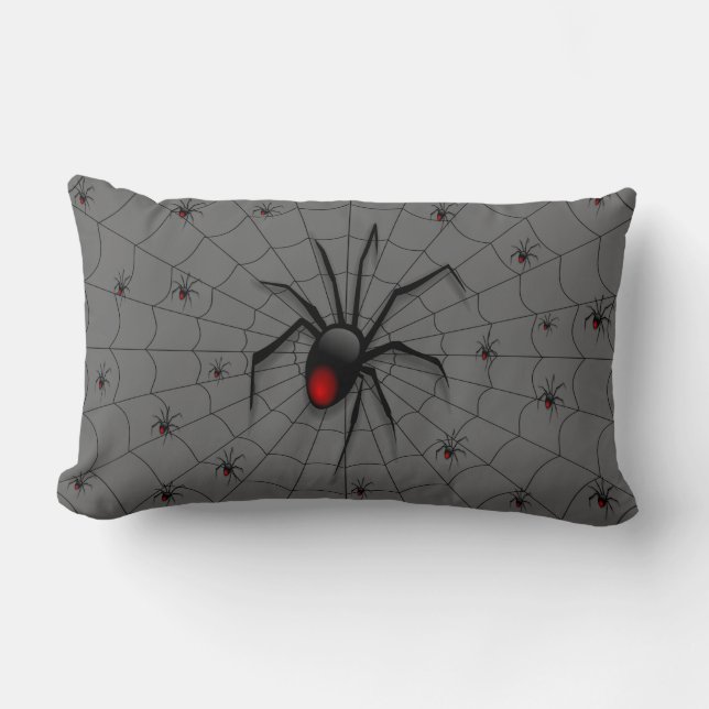 Cojín Lumbar Araña de viuda negra y bebés - (Anverso)