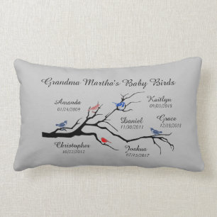 Cojín Lumbar Árbol de las Abuelas (pájaros), personalizar con 6