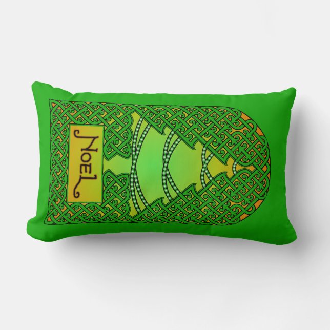 Cojín Lumbar Árbol de Navidad Celta - Verde (Anverso)
