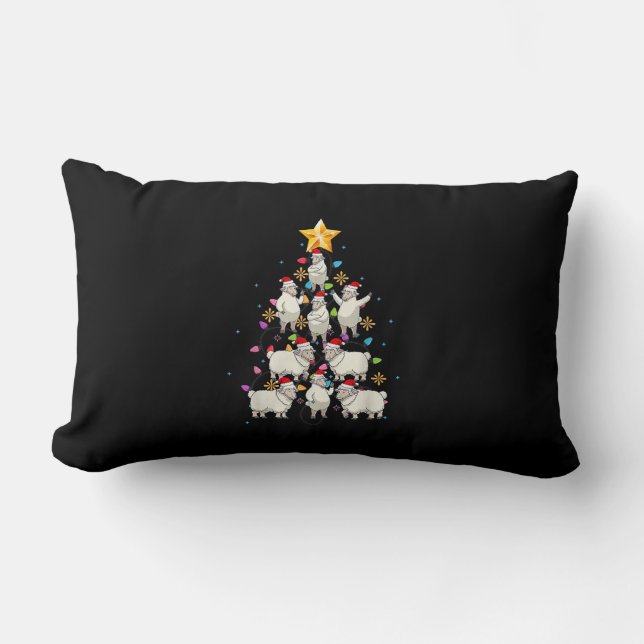 Cojín Lumbar Árbol de Navidad de Santa Oveja enciende regalo di (Anverso)