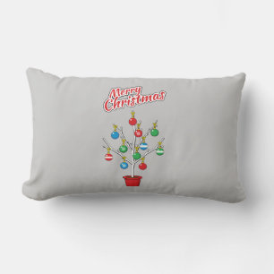 Cojín Lumbar Árbol de sucursal desnudo de los navidades - Feliz