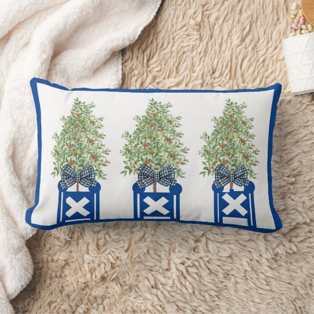 Cojín Lumbar Árbol naranja Topiary Blue Chinoiserie (Manta)