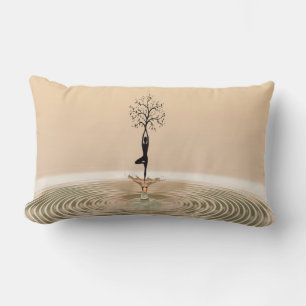 Cojín Lumbar Árbol Silueta de Niña Hermosa, Zen