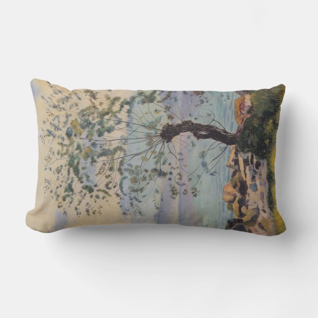 Cojín Lumbar Árbol silvestre junto al lago (paisaje suizo) (Anverso)