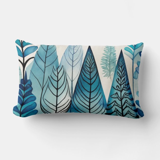 Cojín Lumbar Árboles de Navidad azules y lumbares (Anverso)