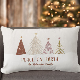 Cojín Lumbar Árboles de Navidad Elegantes Paz en la Tierra