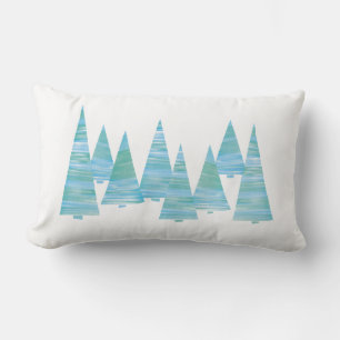 Cojín Lumbar Árboles de navidad en línea en nieve