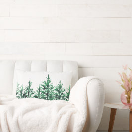 Cojín Lumbar Árboles de pino acuarela