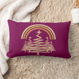 Cojín Lumbar Árboles frutales del arcoiris del oro festivo