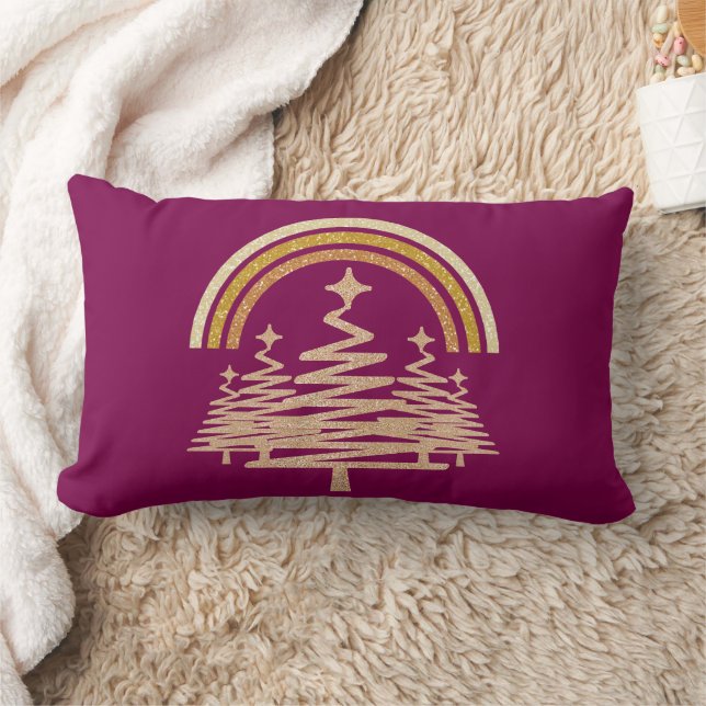 Cojín Lumbar Árboles frutales del arcoiris del oro festivo (Manta)