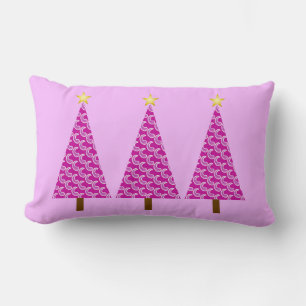Cojín Lumbar Árboles modernos de Navidad púrpura paisoso