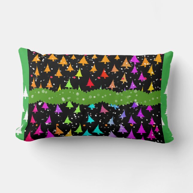 Cojín Lumbar Árboles navideños multicolores (Anverso)