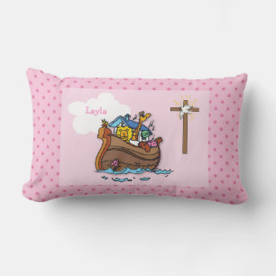 Cojín Lumbar Arca de Noé personalizable Bautizo de bebé, niña r