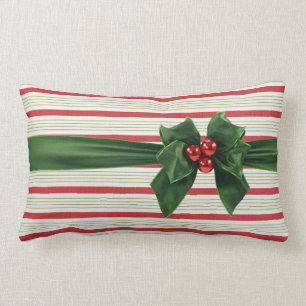 Cojín Lumbar Arco del navidad con el fondo del stripey