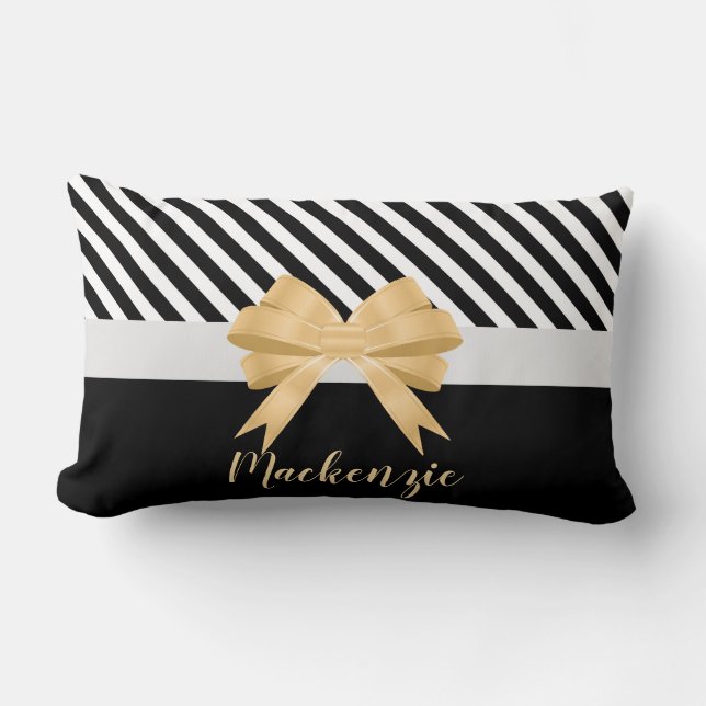 Cojín Lumbar Arco negro de Goldem de las rayas del blanco (Anverso)