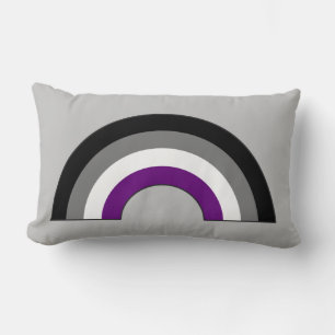 Cojín Lumbar Arcoiris del orgullo asexual + As   Demi   Gris