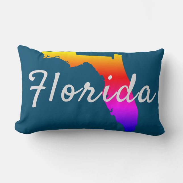 Cojín Lumbar Arcoíris Silueta del Estado de Florida (Anverso)