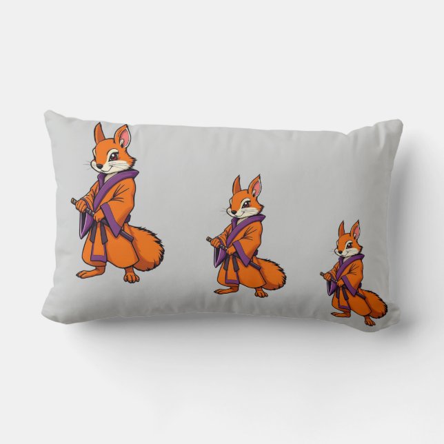 Cojín Lumbar Ardilla de Samurai japonesa (Reverso )