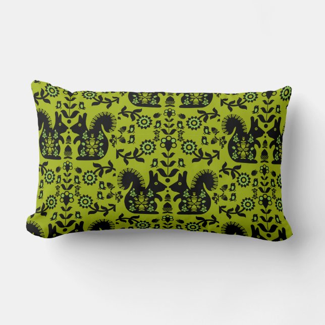 Cojín Lumbar Ardilla Escandinavia Nórdica Arte Popular (Anverso)