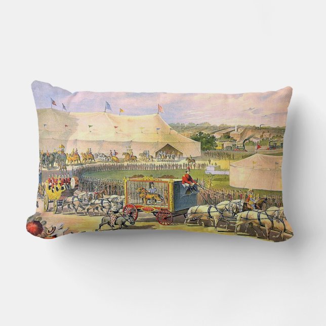 Cojín Lumbar Argumentos del circo del vintage (Anverso)