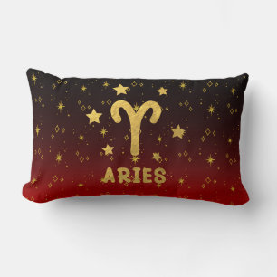 Cojín Lumbar Aries Zodiac Pillow Lumbar Rojo y Oro
