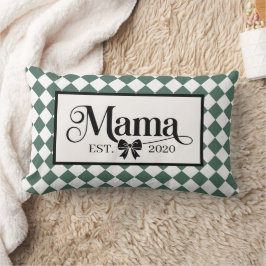 Cojín Lumbar Arlequín de Cuadros Verdes Mama Personalizada Est.