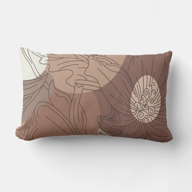 Cojín Lumbar Armonía botánica de Mocha Hibiscus (Anverso)